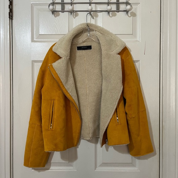 Zara Jackets & Blazers - Women's Mustard Yellow Jacket with Shearling Lining